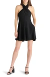 Steve Madden Kosta Crossover Linen Blend Minidress In Black