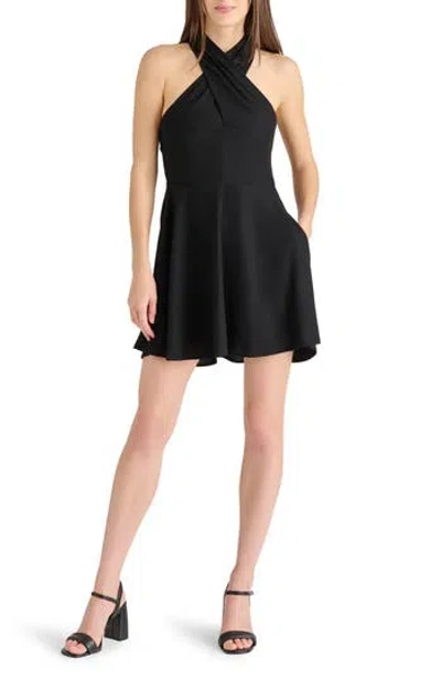 Steve Madden Kosta Crossover Linen Blend Minidress In Black