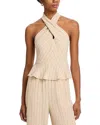 Steve Madden Kosta Peplum Halter Top In Neutral