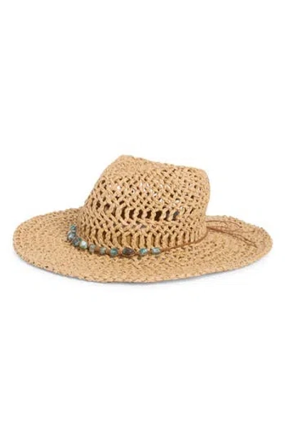 Steve Madden Kristy Bead Trim Western Hat In Brown