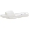 Steve Madden Kudos Womens Solid Faux Leather Slide Sandals In White