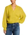 Steve Madden Kyan Bishop Sleeve Wrap Cardigan In Cypress Green