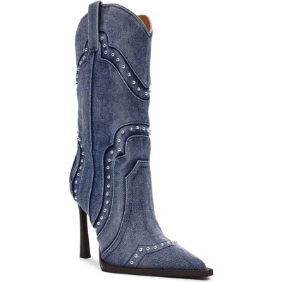 Steve Madden Kylar Studded Western Boot In Blue
