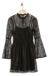 Steve Madden Lace Long Sleeve Dress In Black