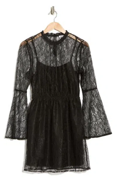 Steve Madden Lace Long Sleeve Dress In Black