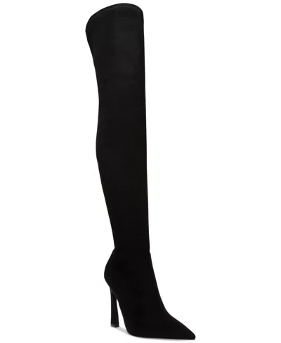 Steve Madden Laddy Boots Women's Black Pointed Toe Over The Knee Lion618