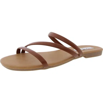 Steve Madden Lady Womens Strappy Faux Leather Slide Sandals In Green
