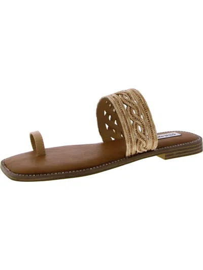 Steve Madden Laguna Womens Faux Leather Braided Slide Sandals In Multi