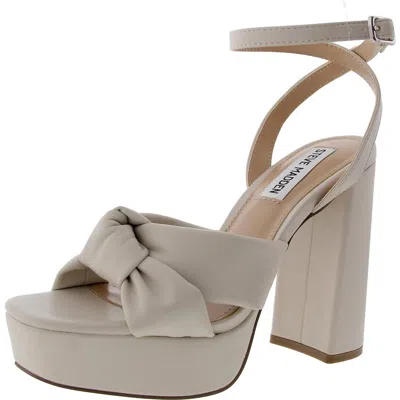 Steve Madden Lala Womens Buckle Faux Leather Platform Sandals In Beige