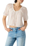 Steve Madden Lana Lace Pintuck Crop Top In White