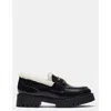 Steve Madden Lando Faux Shearling Lined Lug Sole Loafer In Black