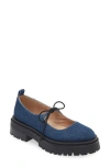 Steve Madden Landon Platform Mary Jane In Denim Fabric