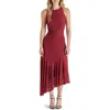 Steve Madden Laney Asymmetric Hem Dress In Red - Beet Red