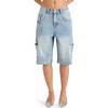 Steve Madden Lange Low Rise Ripped Denim Bermuda Shorts In Blue Frosting