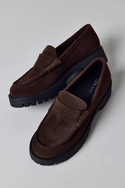 STEVE MADDEN LANGSTEN PLATFORM LOAFER IN BROWN SUEDE, WOMEN'S AT URBAN OUTFITTERS