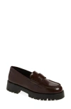 Steve Madden Langsten Platform Penny Loafer In Burgundy