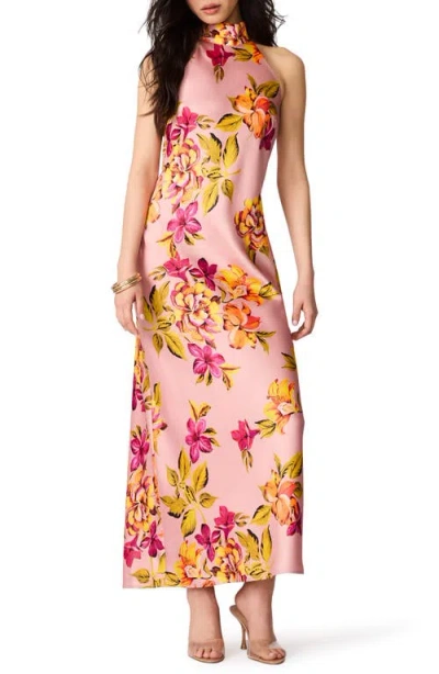 Steve Madden Lara Floral Halter Neck Midi Dress In Pink