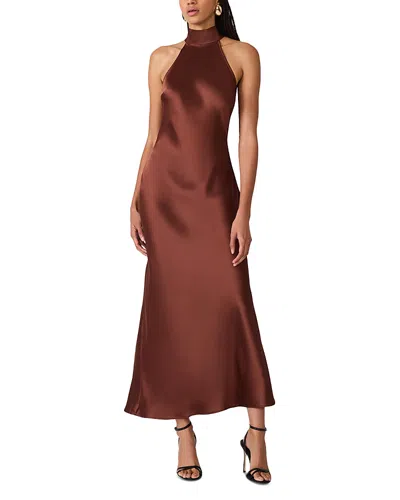 Steve Madden Lara Satin Bias Cut Maxi Dress In Brown