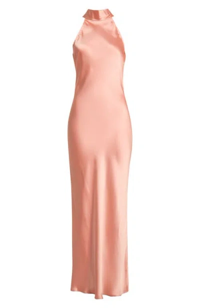 Steve Madden Lara Satin Bias Cut Maxi Dress In Pink