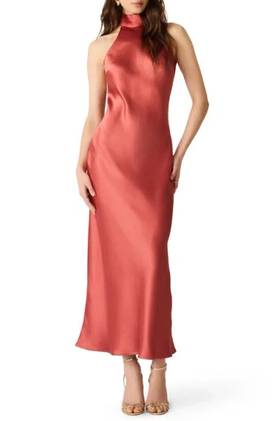 Steve Madden Lara Satin Bias Cut Maxi Dress In Orange