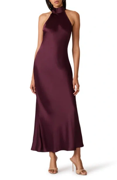 Steve Madden Lara Satin Bias Cut Maxi Dress In Purple
