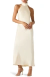 Steve Madden Lara Satin Bias Cut Maxi Dress In White