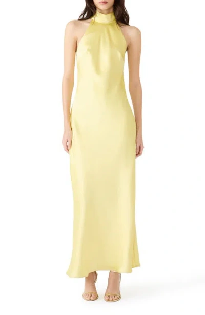 Steve Madden Lara Satin Bias Cut Maxi Dress In Yellow