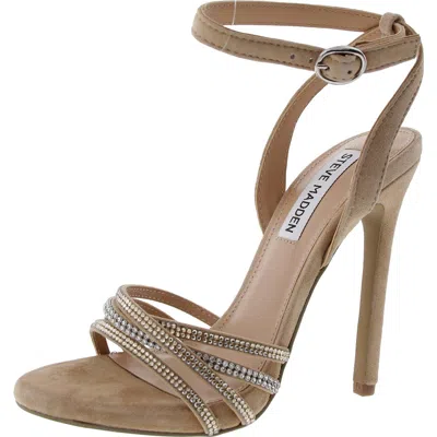 Steve Madden Lara Womens Embellished Faux Suede Heels In White