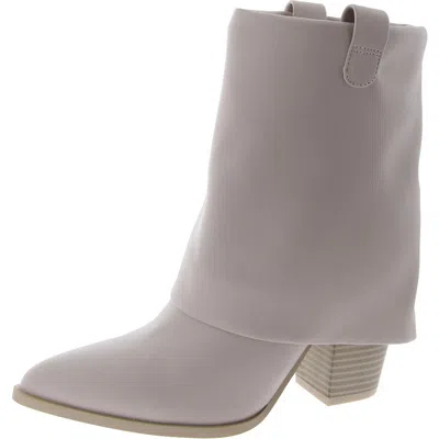 Steve Madden Lark Womens Faux Leather Pointed Toe Ankle Boots In Beige