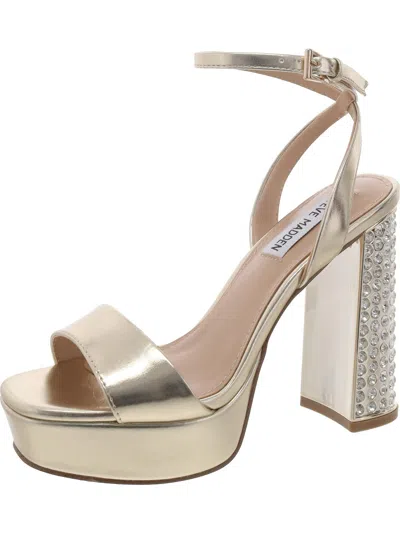 Steve Madden Lasher Womens Metallic Embellished Heels In Gold