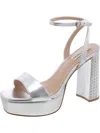 Steve Madden Lasher Womens Metallic Embellished Heels In Silver