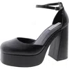 Steve Madden Later Womens Faux Leather Ankle Strap Platform Heels In Black