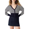 Steve Madden Lauryn Stripe Crop Cardigan In Animal Print