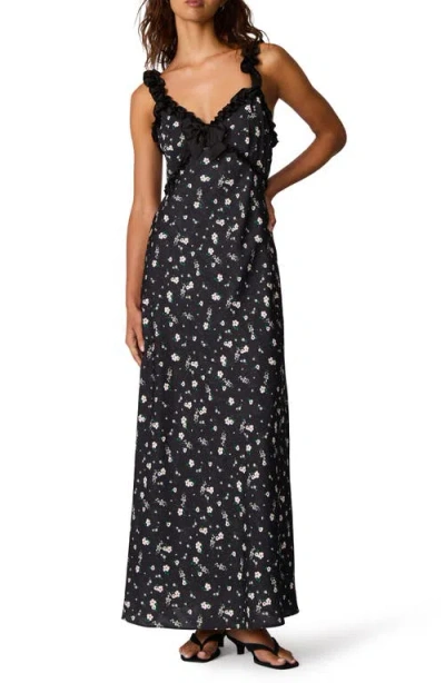 Steve Madden Lavern Floral Ruffle Maxi Dress In Blue
