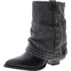 Steve Madden Lavish Womens Denim Block Heel Ankle Boots In Black