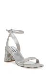 Steve Madden Lavnish Womens Ankle Strap Open Toe Heels In Silver
