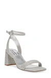 Steve Madden Lavnish Womens Ankle Strap Open Toe Heels In Silver