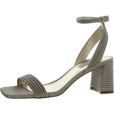 Steve Madden Lavnish Womens Square Toe Ankle Strap Heels In Gold