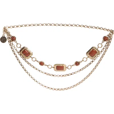 Steve Madden Layered Chain Belt In Dk Red