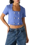 Steve Madden Laylah Tweed Crop Top In Blue