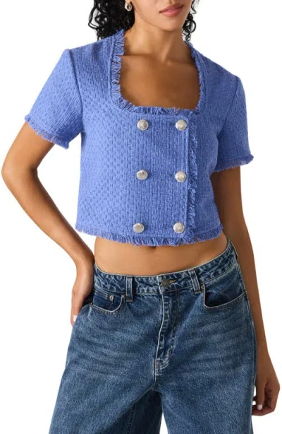 Steve Madden Laylah Tweed Crop Top In Blue