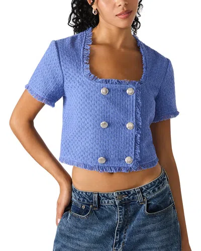 Steve Madden Laylah Tweed Crop Top In Blue