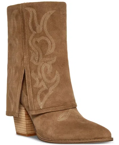 Steve Madden Layne Womens Brown Suede Foldover Cuffed Western Boots Lion278