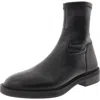Steve Madden Lazio Womens Zipper Leather Ankle Boots In Black