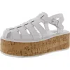 Steve Madden Lazlo Womens Woven Leather Flatform Sandals In White