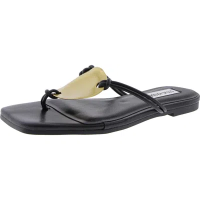 Steve Madden Lead Womens Strappy Faux Leather Slide Sandals In Black