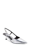 Steve Madden Legaci Kitten Heel Pointed Toe Pump In Silver Foil