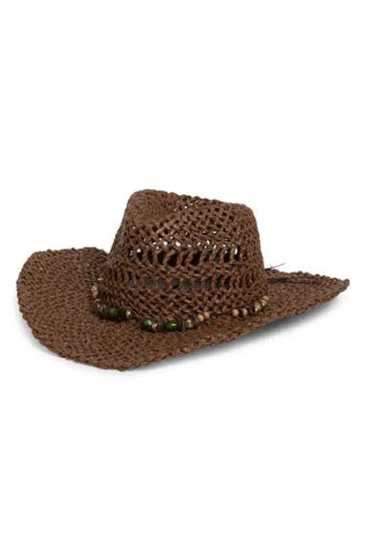 Steve Madden Lei Beaded Western Hat In Brown