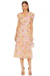 Steve Madden Leigh Midi Dress Womens Multi Floral Tiered Split Neck Ups690 In Multi