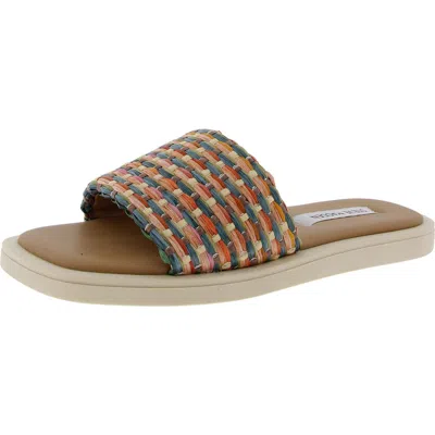Steve Madden Leigh Womens Woven Straw Slide Sandals In Multi